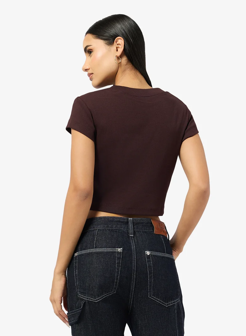 Calvin Klein Jeans Graphic Cropped Crew Neck T-Shirt